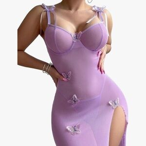 Lavender Dollbaby lingerie pinup bow cami nightie vintage y2k butterfly purple